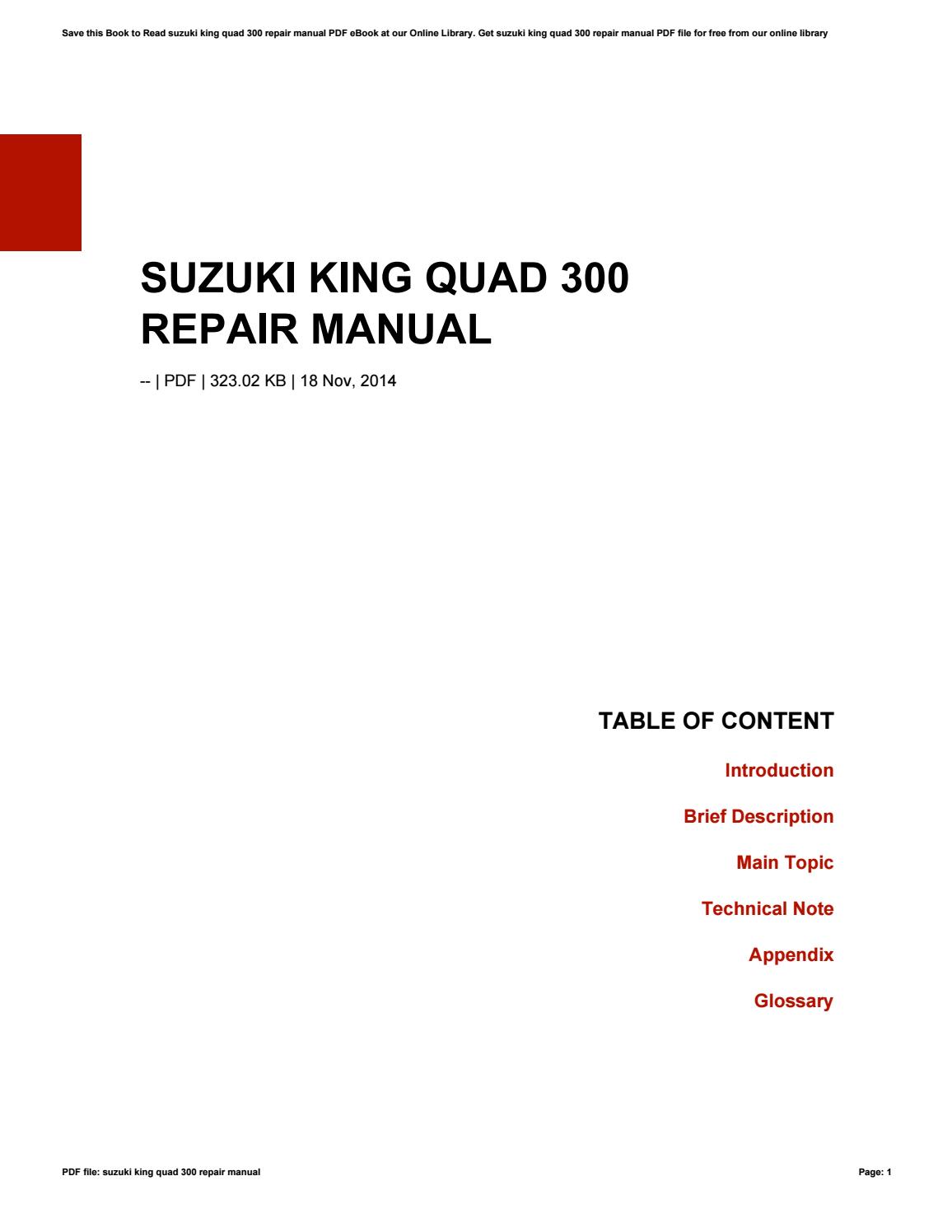 Suzuki King Quad 300 Owners Manual Download